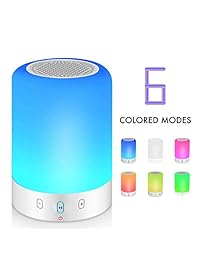 Altavoces Bluetooth con Luces, Altavoz Estéreo Inalámbrico Portátil con Lámpara de Noche Táctil LED Táctil, Radio Reproductor de MP3 Regalo para Niños Hombres Mujeres Adolescentes Fiesta de Mesa