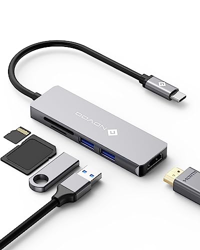 NOVOO USB C Hub 5 in 1 Multiport Adapter with HDMI 4K, 2 USB 3.0 Ports, SD/TF Card Reader for MacBook Pro 2019/2018, iMac 2017, Huawei MateBook, Google Chromebook Pixel and More