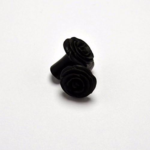 Rose Flower Ear Gauge Plugs (00g) - Arang Wood