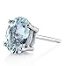 Peora 14K White Gold Aquamarine Earrings for Women, Genuine Gemstone Classic Solitaire Studs, 7x5mm Oval Shape, 1.25 Carats total, Friction Back, Blue Aquamarine Jewelry, March Birthstone Earrings