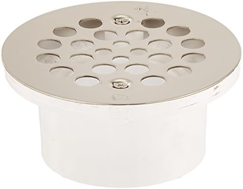 Jones Stephens Corporation D54001 General Purpose 2-Inch x 3-Inch Drain with 4-1/4-Inch Stainless Steel Round Strainer PVC, Small