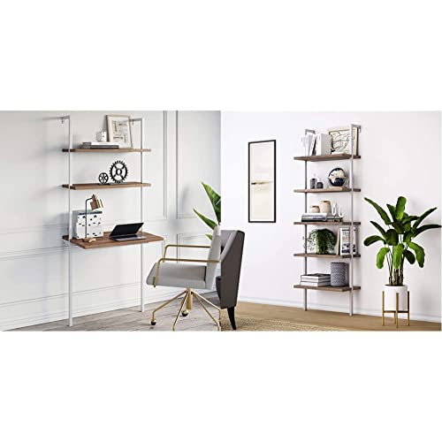 Nathan James Theo 5Shelf Wood Ladder Bookcase with Metal Frame, 5Tier