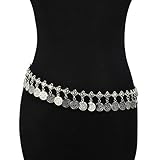 NAWAY Silver Coin Tassel Adjustable Body Chain Bohemian Gypsy Waist Belt for Women Festival Accessories