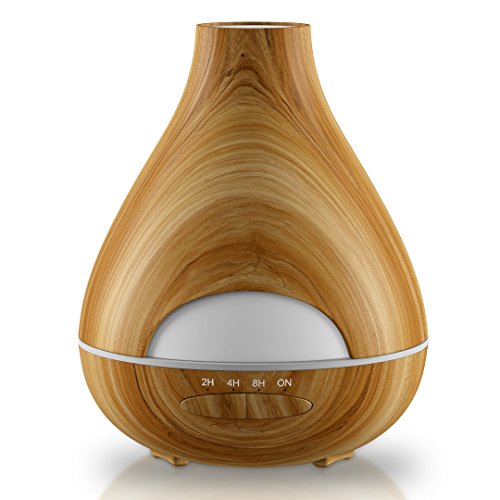 Aroma Essential Oil Diffuser New Model No Condensation with Waterless Auto Shut-off – Aromatherapy Ultrasonic Wood Grain Burner 530 Ml – 16 h – Air Humidifier for Home, Office, Spa