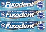 Fixodent Complete Free Denture Adhesive Cream, 2.4 Oz - 3 Pack