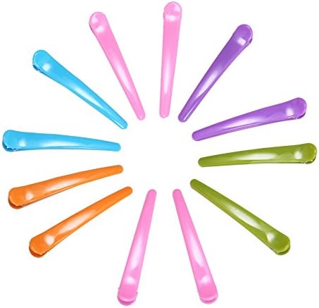 Face Forever 12PCS Candy Colors Long Alligator Clips Hairdressing Salon Hair Grip Crocodile DIY Accessories Hairpins-rubberized Non-slip Chic Styling Claw Hair Barrettes XL 12cm
