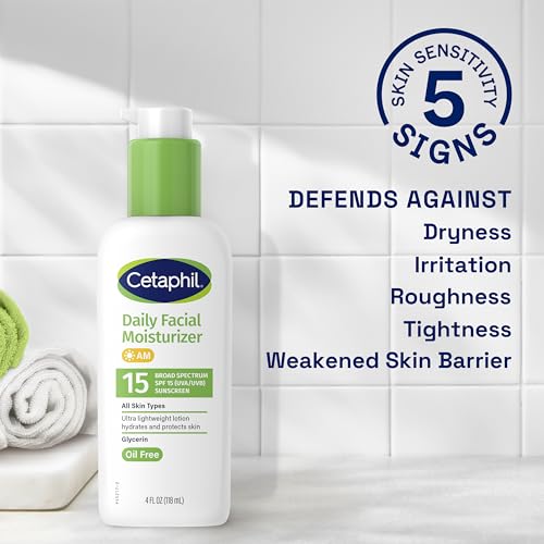 CETAPHIL DAILY FACIAL MOISTURIZER SPF 15, 4 FL OZ, GENTLE FACIAL MOISTURIZER FOR DRY TO NORMAL SKIN TYPES, NO ADDED FRAGRANCE, PACK OF 2, (PACKAGING MAY VARY)
