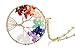 BOUTIQUELOVIN Golden Tree of Life Circle Pendant 7 Chakra Healing Crystals Gemstone Necklace for Women Girls