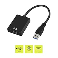 USB to HDMI Adapter, USB 3.0 to HDMI 1080P Video Graphics Cable Converter with Audio Output for Multiple Monitors, Compatible with Windows XP/7/8/8.1/10 [ NO MAC & Vista ]