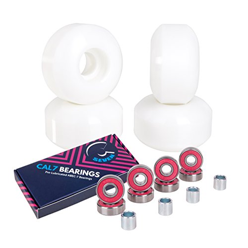 Cal 7 52mm Skateboard Wheels with Bearings (White) - Thumbnail 2