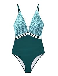 CUPSHE Traje de baño de una pieza para dama, color verde pavo real, traje de baño ajustable