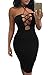 Merry21 Womens Backless Low cut Lace-up Halter Party Bandage Midi Dress S Black