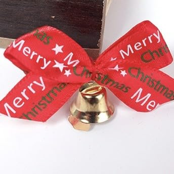 Pack of 20 Christmas Tree Bells, Pendant with Bow, Mini Bells, Christmas Bell, Bow Bell, Decorative Bell, Small Pendants, Craft Bells for Christmas Tree, Wreath, Red, C, 7.5 x 3.5 cm