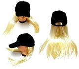 Joke Novelty Baseball Hat with Long Blonde Fake Hair in the Back of Cap