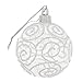 Elegant Christmas Holiday Beaded Swirl Design Ball Ornaments, White, Silver, Pearl, Medium, Set of 12, 2.5