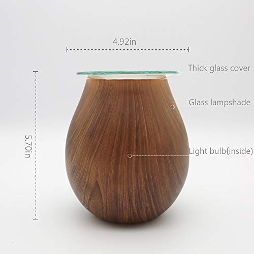 COOSA Wood Grain Pattern Glass Candle Warmers Wax Warmers Electric Incense Oil Fragrance Warmer Night Light Aroma Decorative Lamp for Gifts & Decor for Suit for Home Office Bedroom Living Room