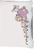 Fairway Needlecraft 83036 Perle Edge Pillowcases, Bonnet and Flowers Design, Standard Size, White