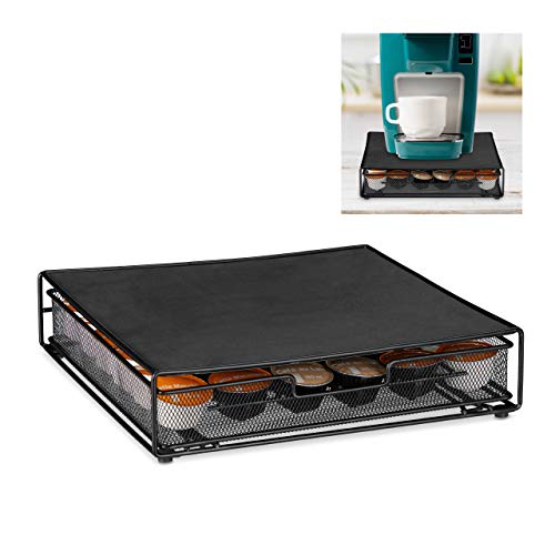 Relaxdays Kapselhalter für 36 Dolce Gusto Kaffeekapseln, rutschfeste Kapselschublade, Metall, HBT: 8x33,5x32 cm, schwarz…