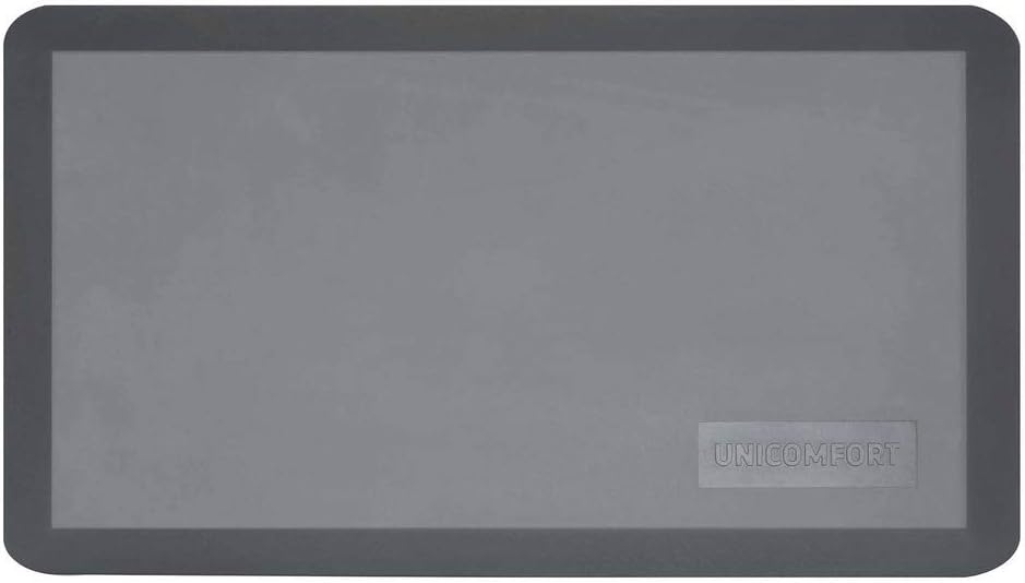 UniComfort, Anti-Fatigue 100% PU, Kitchen or Standing Desk Office Mat, Smooth Surface, (Grey, 20x36x0.75)