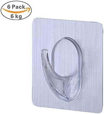 6pack Laungda Adhesive Hooks for Bathroom and Kitchen Towel Hanger 13.2lb/6kg Heavy Duty Pack of 6