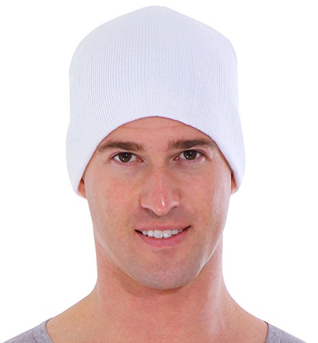 Simplicity Women / Men Short Knit Beanie Skull Hat Cap, White