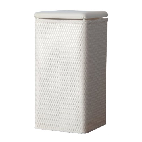 Lamont Home Carter Apartment Wicker Laundry Hamper with Coordinating Padded Vinyl Lid, White