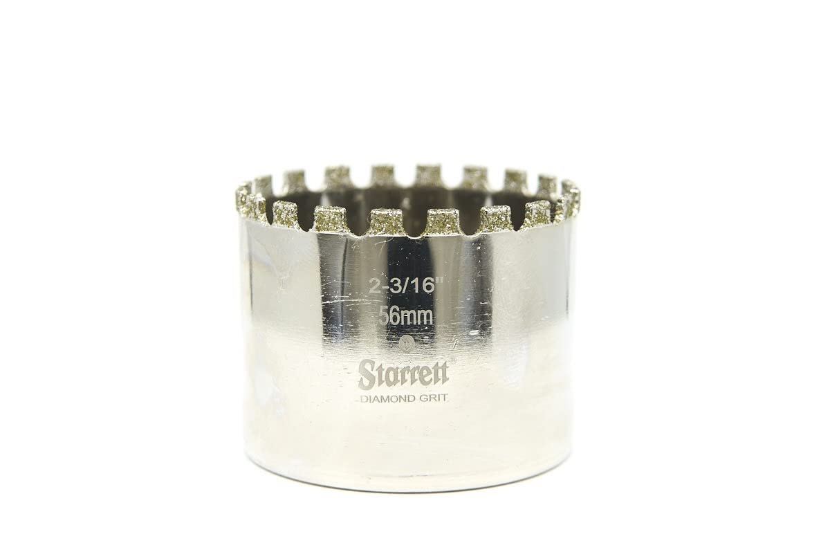 Starrett Diamond Grit Hole Saw - D56MM Ceramic & Tile Drill Cutter - For Brick Glass Marble Slate Stone Porcelain - 56mm (2.3/16-inch)