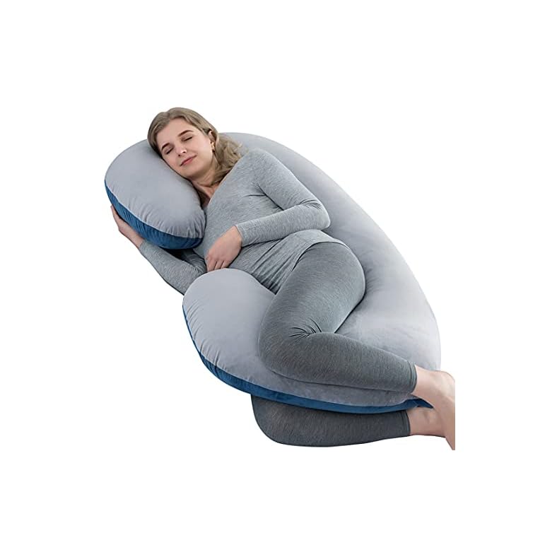 Pregnancy Pillows – C Shaped Maternity Pillow for Sleeping – Support for Back, Hips, Legs and Belly with Washable Velvet…