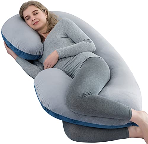 Pregnancy Pillows – C Shaped Maternity Pillow for Sleeping – Support for Back, Hips, Legs and Belly with Washable Velvet…