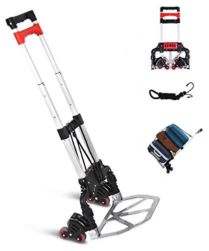 キャリーカート 階段 六輪キャリーカート 折りたたみ 軽量 静音 運搬 キャリー コンパクト 固定ロープ付き アルミニウム合金 耐荷重68kg アウトドア 段差 カーブ 斜面でこぼこ道にも対応 6つの車輪