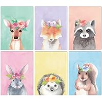 L & O Goods Woodland Animals Nursery Décor | Baby Boy & Girl Wall Art Watercolor Prints | Set of 6 Posters for Bedroom Decoration | Cute Kids Posters | 8 x 10