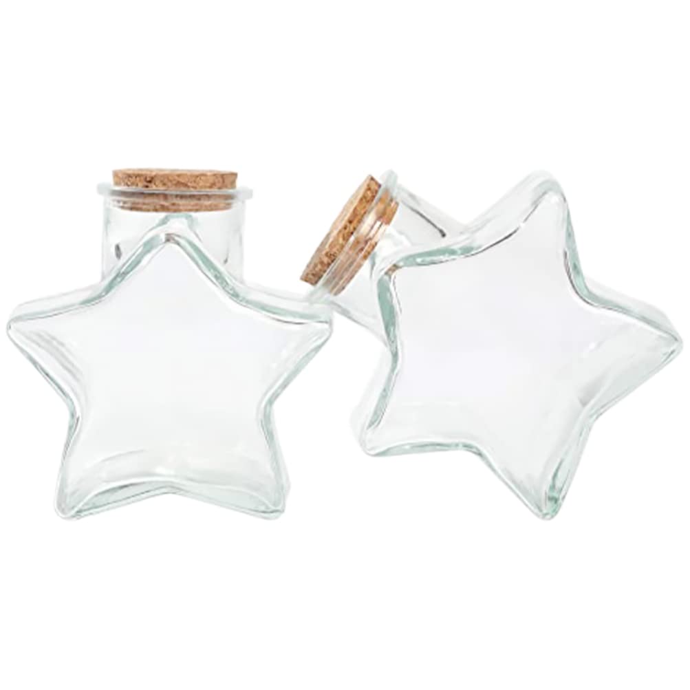 Alipis Transparent Star Shape Glass Wishing Bottles with Cork Lids 4.5 Inch Clear Storage Jars for Decorative Crafts Candy Containers and Drift Bottle Displays