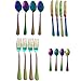 Lightahead 16pcs Rainbow colored Iridescent Stainless Steel Flatware Tableware Cutlery Set (Multicolored)