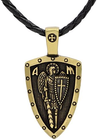 TTKP ST.Michael Archangel Cross Shield Prayer Medal Amulet Knot Pendant Necklace