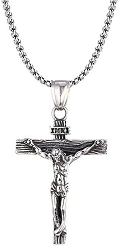 Glam Hobby Jewelry Men's Stainless Steel Jesus Christ Cross Crucifix Pendant Necklace 24 inch