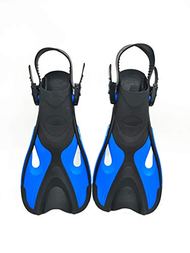 BlueSpace Swim Fins for Women Men Adult Kids Short Snorkel Fins with Adjustable Strap Open Heel Flippers Sports Aquatic Exercise for Travel Snorkeling Swimming Training Diving