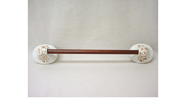 TOALLERO Pared Porcelana con Barra Madera Marron Trama ...