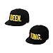 Ikooo King and Queen Hats Hip-hop Snap Back Caps 3D Embroidered Couples Caps 2 Pack Black