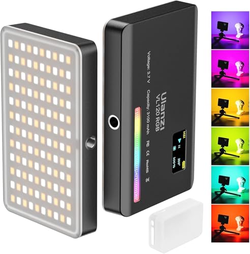 ULANZI VL120 RGB LED Video Light, 360° Full Color Portable Camera Light, CRI 95+ 2500-9000K Dimmable Panel Lamp w LCD, 3100mAh Rechargeable DSLR Lighting for Vlogging, Photography, Video Conference