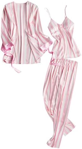 Xinantime- Women's Three Sets of Pajamas Satin Pajamas Set Silk Sleepwear Sexy Sling Nightwear Gift Lingerie Set
