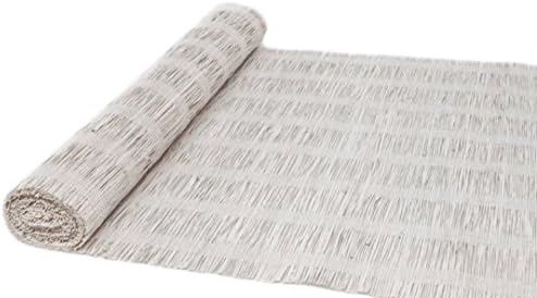 Natural Table Runner: 100% Natural Hand Woven Decorative Cover For Dinner And Coffee Table, Eco-Friendly Sustainable Materials, Elegant Style, Wooden Rustic Design, Natural Grass (White Thin, 14x72)