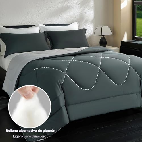 beeweed Duvet Filling 240 x 260 cm for 180 cm Bed, Reversible Fibre Duvet Oeko-Tex Fibre, 300 g/m² in 100% Soft Microfibre, with 2 Pillow Cases