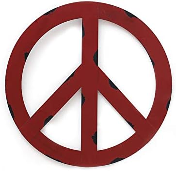 Yk Decor Metal Treasured Red Peace Sign Wall Hanging Ornament Home Door Decor Decorative Signs (12")