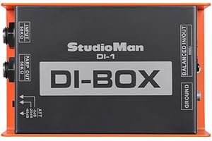 StudioMan DI Passive DI Box, 1-Channel Balanced XLR/TRS, Ground Switch per Channel, 50KΩ Input Impedance, Orange/Black for Live/Studio (DI-1)