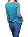 Allegra K Woman Striped Long Raglan Sleeves V Neck Tee Shirt XL Blue