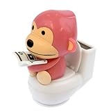 Solar Power Motion Toy - Monkey on Toilet - Pink