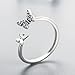 XOYOYZU 925 Sterling Silver Butterfly White Birthstone CZ Ring Expandable Open Rings Adjustable for Women Jewelry (Sterling silver ring)