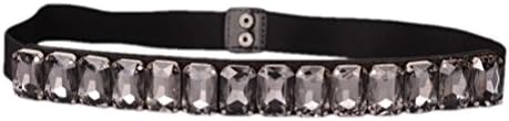 Dorchid Women's Rhinestone Skinny Belt Floral Elastic Cummerbunds for Lady Black
