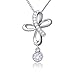 Sterling Silver Cubic Zirconia Open Loop Celtic Knot Cross Pendant Necklace 18