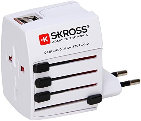 Kopp SKROSS World Travel Adapter with Dual USB, Set of 1, White, 473203027